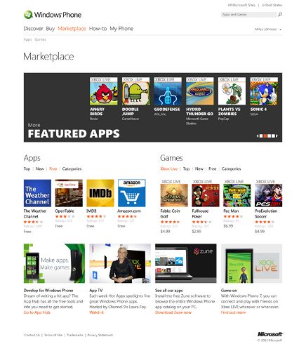 - Windows Phone Marketplace    Windows Phone Mango