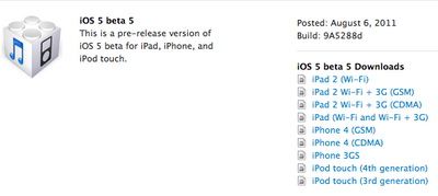 Apple  iOS 5 beta 5