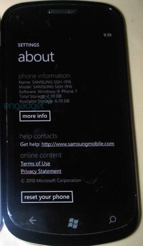 Windows Phone 7  Samsung SGH-i916    iPhone 4  